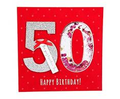 Depesche 8211.005 - Biglietto di Auguri Glamour con Decorazione e Brillantini, per 50° Compleanno, Multicolore