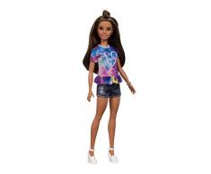 Barbie-FYB31 Fashionistas Bambola con Maglietta Hippie, Dye Dreamer - Petite, Multicolore, FYB31