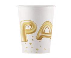 Procos- Confezione da 8 Bicchieri in Cartone Party Oro E Bianco Taglia Unica, Multicolore, PR89949