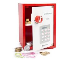 Small Foot 12012 - Cassaforte con Banconote e lingotti doro in Legno, per Bambini dai 3 Anni in su, Multicolore