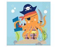 Amscan International 9904650 - Confezione da 16 tovaglioli con stampa Ahoy Birthday
