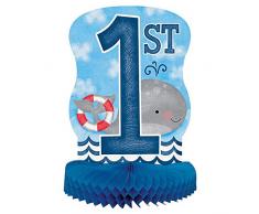 Unique Party 58179 - Decorazione per la Tavola di Carta Velina - 35 cm - Primo Festa di Compleanno a Tema Nautico