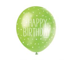 Unique Party 56078 - Palloncini di Compleanno in Lattice Perlato - 30 cm - Happy Birthday - Assortimento di 5