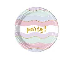 Procos- Piatto METALLIZZATO 23 cm Elegant Party, Multicolore, 5PR89260