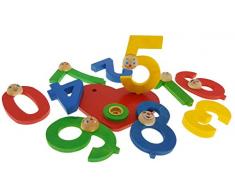 Hess Holzspielzeug 15650 - Set Composto da Cuore con Numeri in Legno, Numeri da 0 a 9, Spazio per Una Candela, Multicolore