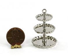 Accessori In Miniatura Per Casa Delle Bambole 3 Piani Argento Pomeriggio Tè Dessert Alzata Per Torta
