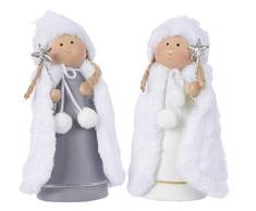 Kaemingk Angioletti di Ceramica con Finta Pelliccia 2Ass Natale Decorazioni, Multicolore, 8719152501250