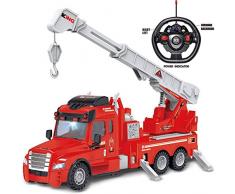 Rexco 2006466 Large Radio radiocomandata Red Fire Engine Truck Rescue Brigade Veicolo per Bambini a Batteria Power Gift Giocattolo con Luce e Suono