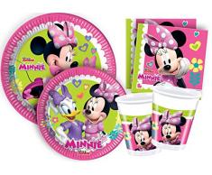 Ciao-Kit Party Tavola Minnie Happy Helpers persone (112 pezzi Ø23cm, piatti Ø20cm, 24 bicchieri plastica 200ml, 40 tovaglioli carta 33x33cm), Multicolore, Y4383