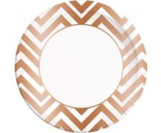 Procos- Piatti Carta Metallic 23 cm, Copper Chevron, 8 Pezzi, Multicolore, PR89545