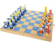 6084 Scacchi Cavaliere small foot in legno, gioco da viaggio con 32 scacchi in stile cavalleresco in legno, dai 6 anni in poi
