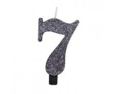Givi Italia 50857 Numeral glitter candela numero 7, 9.5 cm, colore: Nero