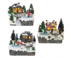 Edelman Citta con Bambini 3Ass con Luci Natale Decorazioni E Oggettistica, Multicolore, 8718861249880