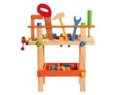 Bino-Un Tavolo da Lavoro con Attrezzi per Bambini, Multicolore, 82149