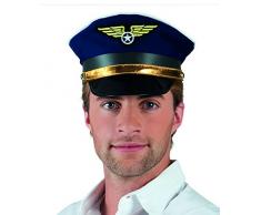 Alsino Cappello da Capitano Pilota di Colore Navy Blu (KH-182) Taglia Unica per Adulti, Travestimento Carnevale Halloween Festa Accessorio Aviatore Cappellino Azzurro Scuro