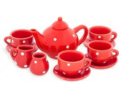 Ulysses - Servizio da tè, Colore: Rosso con Pois Bianchi