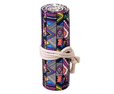 Katara 1786 - Astuccio Arrotolabile Porta Penne Matite Colorate Pennarelli Roll-up Portapenne Portamatite di Tela per Scuola o Ufficio per Bambini e Adulti