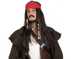 Boland 86343 - Parrucca Pirata Tobias con bandana, barba, baffi e perle, capelli artificiali, acconciatura, bandito, ladro, capitano, accessorio, festa a tema, carnevale