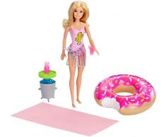 Barbie- Playset Bambola Bionda Pronta per la Festa in Piscina, con Accessori, Giocattolo per Bambini 3+ Anni, Multicolore, GHT20