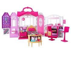 Barbie- Casa Vacanze Glam, Richiudibile, con Cucina, Camera da Letto, Bagno e Tanti Accessori, CHF54