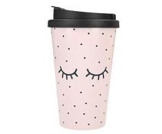 Depesche 2180.037 to-Go - Tazza in plastica, 350 ml, motivo: occhi chiusi, multicolore
