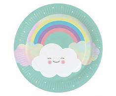 amscan 9904299 - 8 Piatti di Carta, Motivo: Nuvole, Multicolore