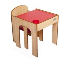 Little Helper - Set Tavolo con Sedia FunStation Originale e Porta Penne/Pennelli, per Bambini ai Primi Passi, in Legno, Rosso