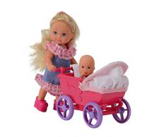 Simba 105736241 - Bambola Evi Love con bebè e passeggino, 2 modelli assortiti