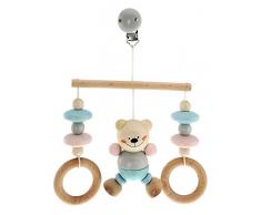 Hess Holzspielzeug 13517 Minitrapez - Orsetto in Legno, da Appendere al Letto, al Passeggino o allovetto, ca. 17 x 12 x 5,5 cm, Multicolore