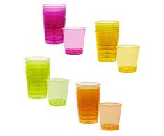 Boland Set Bicchierini plastica Shot Glasses (4 Colori, 20 Pezzi), Rosa, Giallo, Verde, Arancione, 31055
