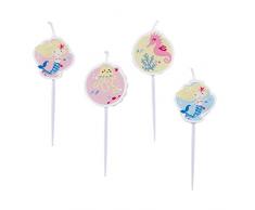 Amscan- Set 4 Candele Sirenetta, Multicolore, 7AM9903048