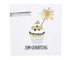 Depesche 8211.021 - Biglietto di Auguri con Decorazione Glitterata, per Compleanno, Multicolore