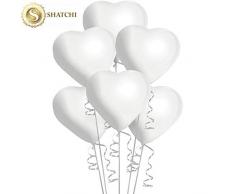 Shatchi Palloncini bianchi a forma di cuore, 100 pezzi, 100 pezzi, palloncini in lattice a forma di cuore, per San Valentino, compleanno, matrimonio, sera, feste, feste
