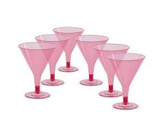 Boland Glasses Set 6 calici plastica Cocktail (12,5cm Ø9cm, 6 Pezzi), Colore Rosa, 31056