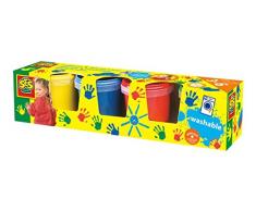 SES-Creative- Hobby e creatività Tempere Disegnare e colorare Neonati e Primi Passi Giochi per attività Istruttivo ed educativo Set 4 Pittura con Le Dita Lavabile, Multicolore, SES2200305