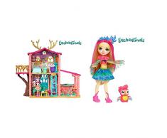 Enchantimals Casa dei Cerbiatti a Tre Stanze, Bambola Danessa e Il Suo Amico Cucciolo, Giocattolo per Bambini 4 + Anni, FRH50 & Bambola Peeki Il Pappagallo con Amico Cucciolo, Playset per Bambine