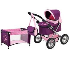 Bayer Design - 13057b - Doll Stroller Landau - Trendy con Letto - Regolabile - Plum - 68 Cm