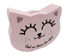 Home Decorazione- Chat Salvadanaio, Colore Rosa, 700188