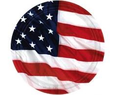 Amscan- Piatto 26 Cm America, Multicolore, 7AM595028