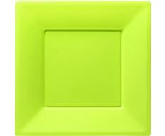 8 piatti piani quadrati verde lime in plastica 23x23 cm