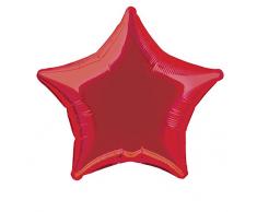 Unique Party 53323 - 50 cm Palloncino a Elio in Foil a Forma di Stella Color Rosso
