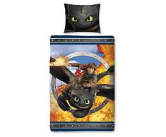 Character World Biancheria da Letto DreamWorks Dragons SDENTATO 135 x 200 cm + 80 x 80 cm Nuovo & in Confezione Originale Senza Dente – Il Drago Cavaliere di Berk – Deutsche Misura Standard