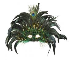 Maschera Carnevale Rio Pavone con piume