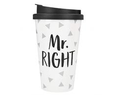 Depesche 2180.023 to-Go - Tazza in plastica con scritta, 350 ml, motivo: Mr. Right, multicolore.