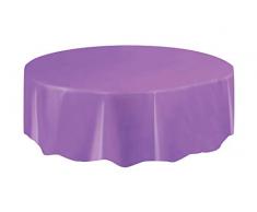 Unique Party 50018 - Tovaglia Plastificata Rotonda Viola, 2,13 m