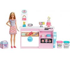 Barbie GFP59 Cake Design - Set da gioco per decorare la torta, Bambola Inclusa, Contatore di cottura, Accessori - parti di cottura, Giocattolo per Bambini 4+ Anni, Multicolore
