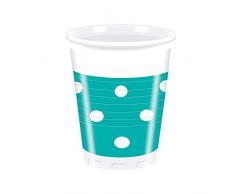 Procos- Bicchieri Plastica 200 ml, Turquoise Dots, 8 Pezzi, Multicolore, PR84942