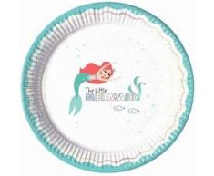 Procos- Piatto Metallizzato 23 cm Ariel Under The Sea, Multicolore, 5PR89050