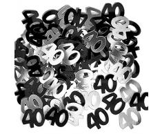 Shatchi CONFETTI-40TH-BLACK-2PK-11764-2 confezioni di coriandoli per 40° compleanno, decorazioni da tavolo, 14 g