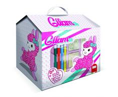 Multiprint Casetta 7 Timbri per Bambini Gllama, 100% Made in Italy, Set Timbrini Bimbi Personalizzati, in Legno e Gomma Naturale, Inchiostro Lavabile Atossico, Idea Regalo, Art.09988